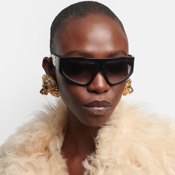 Balmain Women Sunglasses Black Grey Grad Wraparound B-ESCAPE BPS-143A-62 NEW - Picture 9 of 13